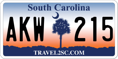 SC license plate AKW215
