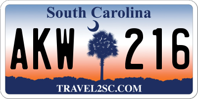 SC license plate AKW216