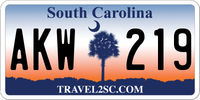 SC license plate AKW219