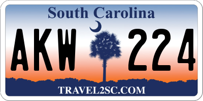 SC license plate AKW224