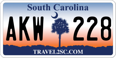SC license plate AKW228
