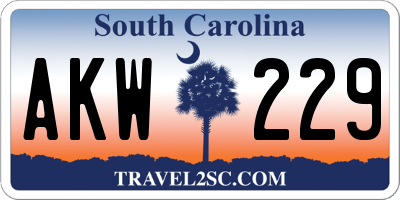 SC license plate AKW229