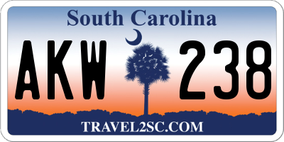 SC license plate AKW238