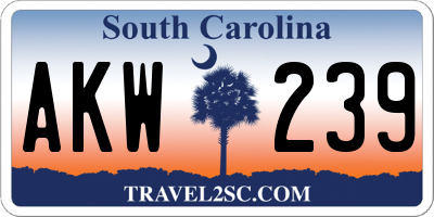 SC license plate AKW239