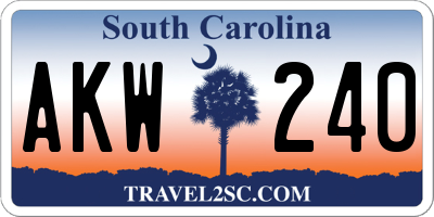 SC license plate AKW240