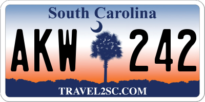 SC license plate AKW242