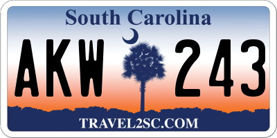 SC license plate AKW243