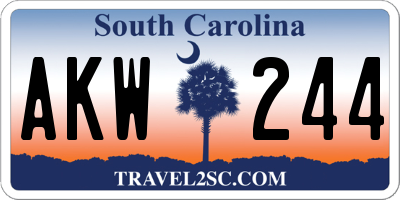 SC license plate AKW244