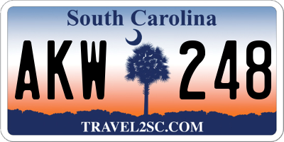 SC license plate AKW248
