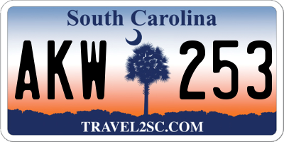 SC license plate AKW253