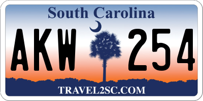 SC license plate AKW254