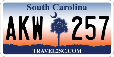 SC license plate AKW257
