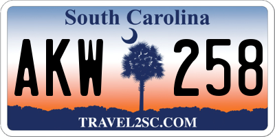 SC license plate AKW258