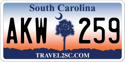 SC license plate AKW259