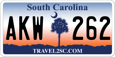 SC license plate AKW262