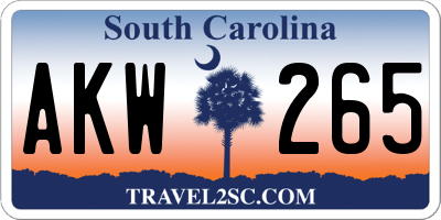 SC license plate AKW265