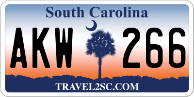SC license plate AKW266