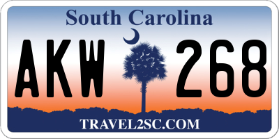 SC license plate AKW268