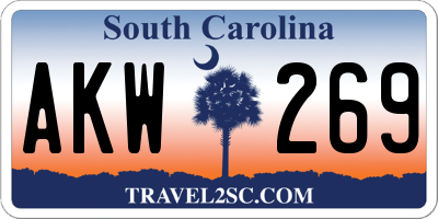 SC license plate AKW269