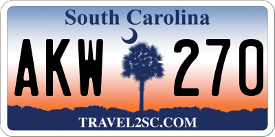 SC license plate AKW270