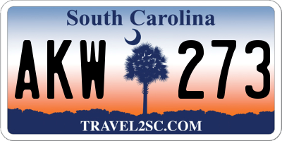SC license plate AKW273
