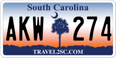 SC license plate AKW274