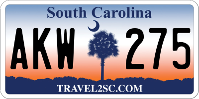 SC license plate AKW275