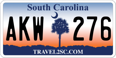 SC license plate AKW276