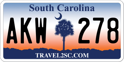 SC license plate AKW278