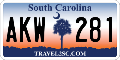 SC license plate AKW281