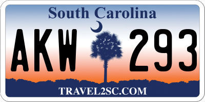 SC license plate AKW293