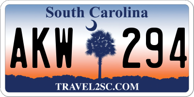SC license plate AKW294