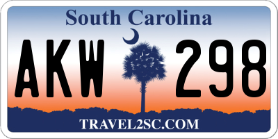 SC license plate AKW298
