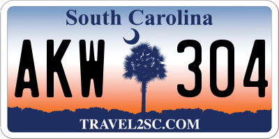 SC license plate AKW304