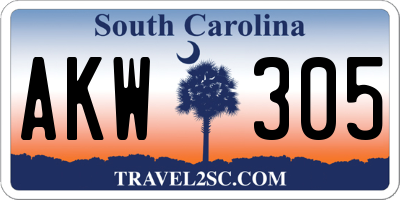 SC license plate AKW305