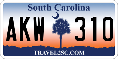SC license plate AKW310
