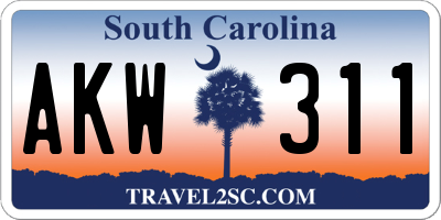 SC license plate AKW311