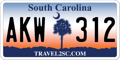 SC license plate AKW312