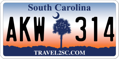 SC license plate AKW314