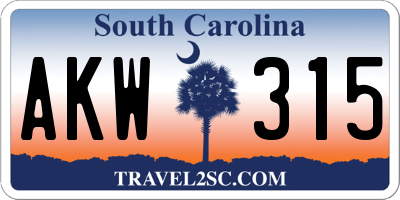 SC license plate AKW315