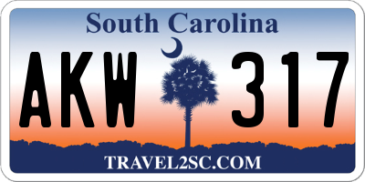 SC license plate AKW317