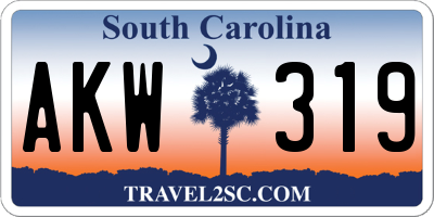 SC license plate AKW319