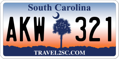 SC license plate AKW321