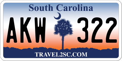 SC license plate AKW322