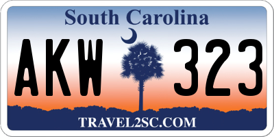 SC license plate AKW323
