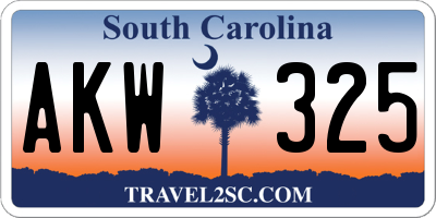 SC license plate AKW325