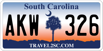 SC license plate AKW326