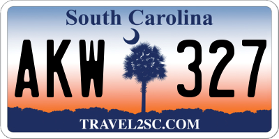 SC license plate AKW327