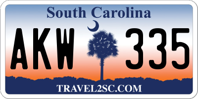 SC license plate AKW335