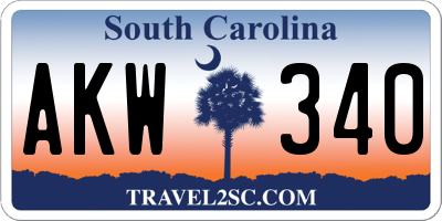SC license plate AKW340